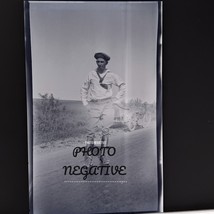 Vintage Photo Negative 1920s Man On Roadside With Motorcycle - $220.03 MXN