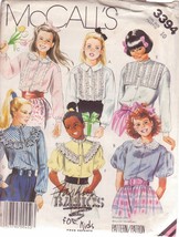 McCALL&#39;S PATTERN 3394 SIZE 10 CHILD&#39;S BLOUSE IN 6 VARIATIONS - £2.38 GBP