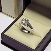 2CT Lab-Created Moissanite Set Women&#39;s Solitaire Engagement Ring in 925 Silver - £106.80 GBP