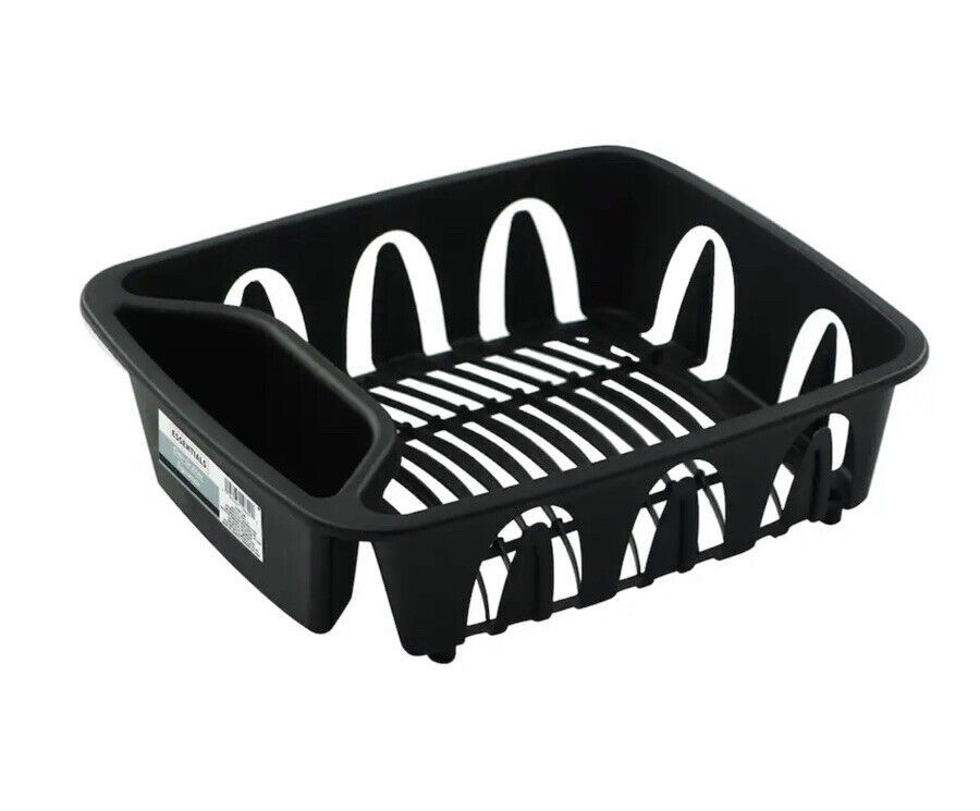 Essentials Black Plastic Dish Drainer - 11.25&#39;&#39; x 13.75&#39;&#39; x 4.25&#39;&#39;-New-S... - $13.74
