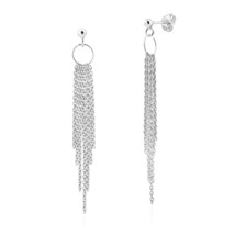 Trendy Cascading Chains on Loops Sterling Silver Post Drop Earrings - £11.80 GBP
