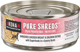 KOHA Pure Shreds Chicken and Salmon Entrée for Cats, High Protein Wet Cat Food, - £34.49 GBP