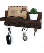Wooden Key Holder Wall Mounted Mail Organizer and Key Hanger - Rustic Fa... - £30.01 GBP