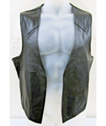 Vintage Black Leather Vest with Inside Pockets Size Medium - $1,110.19 MXN