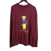 Polo Bear Sweatshirt Polo Ralph Lauren Burgundy Preppy Bear Graphic Men LT - £67.88 GBP