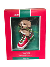 Puppy In Shoe 1989 Hallmark Keepsake Brother Christmas Tree Ornament - $11.49