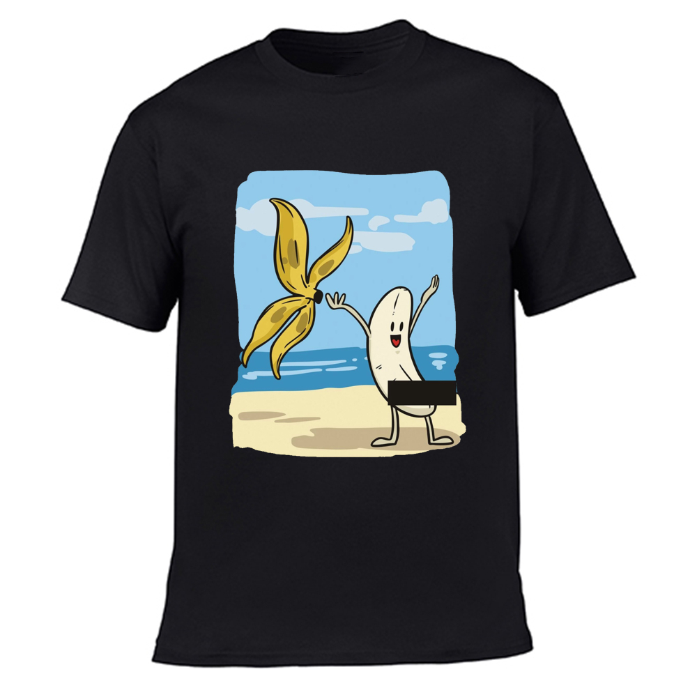 Banana Disrobe Funny Design Print Men&#39;s T-shirt Summer Humor Joke Casual... - $9.98