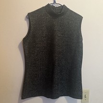 1970’s Glitter Silver Black Mock Turtle Neck Disco Sleeveless Top - $11.39