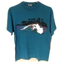 Hawaii Surfing Turquoise vtg Design Tees Single Stitch t shirt Tag XL Fits Small - £30.50 GBP