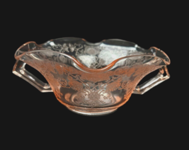 Hazel Atlas Florentine #1 Pink Depression Glass Ruffled Bowl Soup Nuts Cream - £10.41 GBP