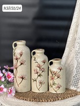 Set of 3 pottery vase ceramic vase handmade in Vietnam H 24-31-37cms - $405.00