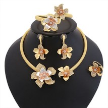 Fashion Dubai Gold Jewelry Set Gold Plated Wedding Jewelry Set Bridal Necklace S - £53.15 GBP