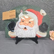 VTG Hand Painted Santa on Slate Stone Christmas Decor 12x9&quot;by Hand Made ... - £18.23 GBP