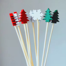 50Pcs Mixed Tree Christmas Bamboo Fruit Sticks Disposable Xmas Ornaments... - $14.87 CAD