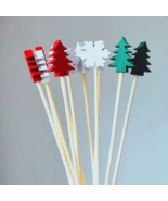 50Pcs Mixed Tree Christmas Bamboo Fruit Sticks Disposable Xmas Ornaments... - $14.87 CAD