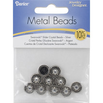 Round/Crystal Metal Slider Beads w/Swarovski Crystal 10/Pkg 1981B14 - $21.68