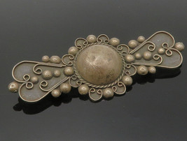 MEXICO 925 Silver - Vintage Antique Oxidized Swirl Dome Brooch Pin - BP5012 - £45.38 GBP