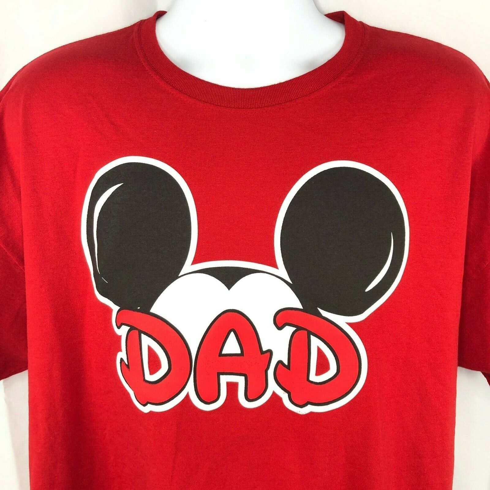 Primary image for Disney Dad Mickey Mouse Ears XXL T-Shirt 2XL Mens Red Puffy Graphic Disneyland