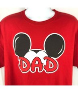 Disney Dad Mickey Mouse Ears XXL T-Shirt 2XL Mens Red Puffy Graphic Disn... - $19.20