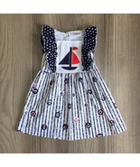NEW Boutique Sailboat Nautical Girls Sleeveless Ruffle Dress - $11.04
