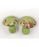 VTG MCM Ceramic Mushroom Salt And Pepper Shakers Drip Glazed Indian Pott... - $20.81 CAD