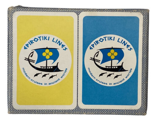 RARE 1950s MCM Greek Epirotiki Cruise Lines Double Deck Piatnik Playing Cards - $24.19