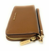 Michael Kors Jet Set Travel Phone Case Wallet Wristlet Brown Leather Luggage - £62.12 GBP