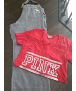 Pink Victoria Secret Pants &amp; T-shirt Set Size Small Joggers Casual Wide Leg - £16.22 GBP