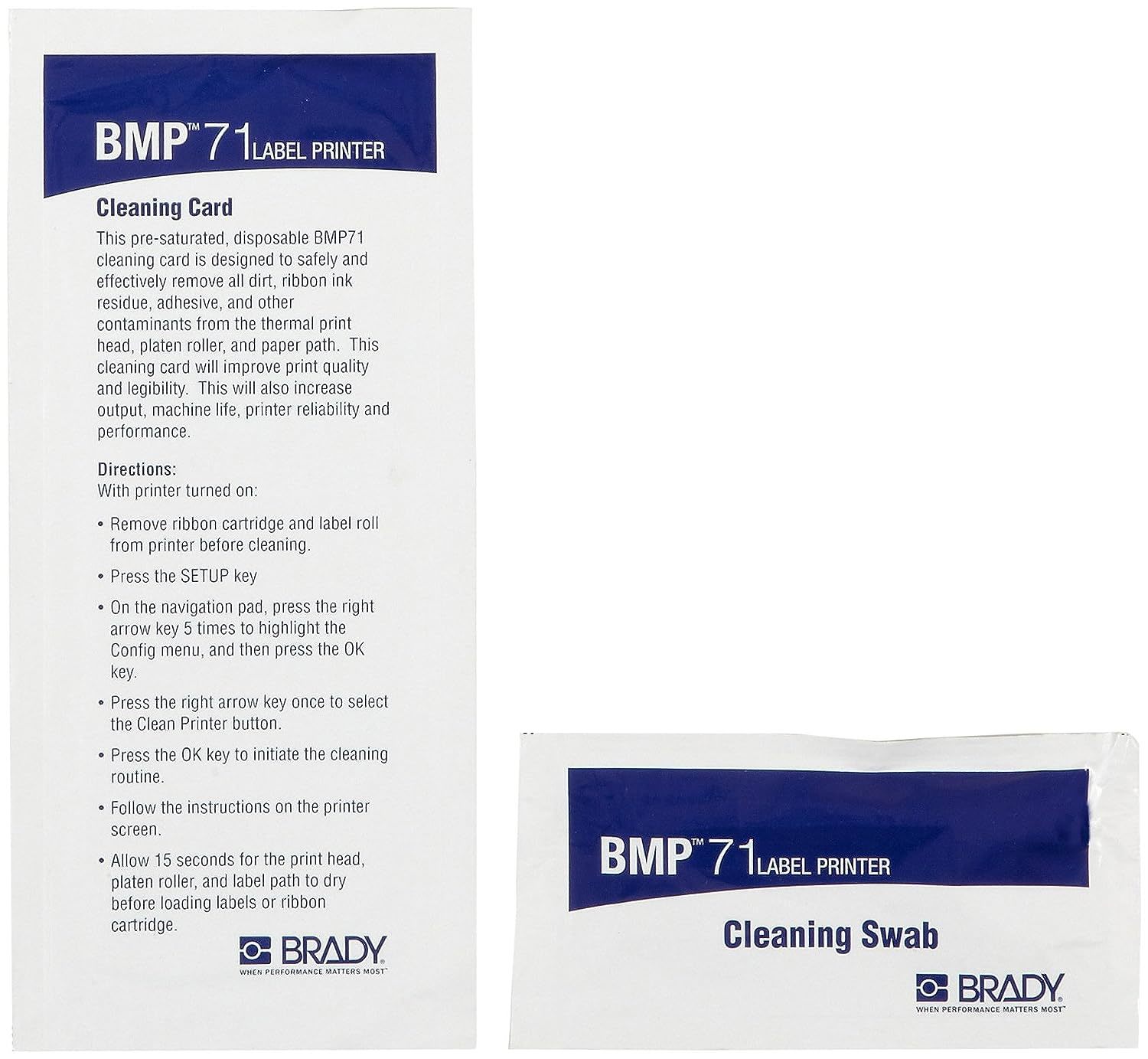 For Use With The Bmp71 Label Printer, Brady M71-Clean Cleaning Kit. - $30.93