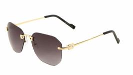 Bowie Rimless Geometric Wire Aviator Luxury Sunglasses (Gold &amp; Black Frame, Blac - £10.93 GBP