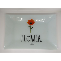 Frosted Glass Rae Dunn Tray Platter &quot;FLOWER&quot; - 11.5 X 7.5” - $7.92