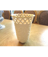 Lenox 10.75&quot; Lattice Rimmed Floral Vase Embossed Flowers - $49.45