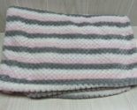 Swiggles Baby Blanket pink white gray stripes textured plush - $14.54