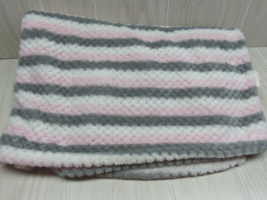Swiggles Baby Blanket pink white gray stripes textured plush - £11.43 GBP