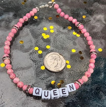 Pink Ankle Bracelet with Queen statement - $127.62 MXN