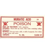 Vintage Pharmacy Label MURIATIC ACID POISON w/ Skull and Bones Apothecar... - $758.44 MXN