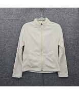 Merona Track Jacket Woman Small Off White Soft Fleece Ling Sleeve Full Zip - $14.01