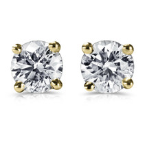 1.00 Ct Round Cut Diamond Heart Women&#39;s Stud Earrings 14k Yellow Gold Finish 925 - £70.33 GBP