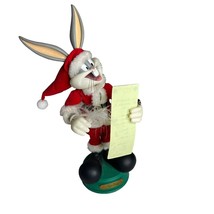 Bugs Bunny Animated Figure Christmas Santa 15&quot; List Looney Tunes 1996 Warner Bro - £53.36 GBP