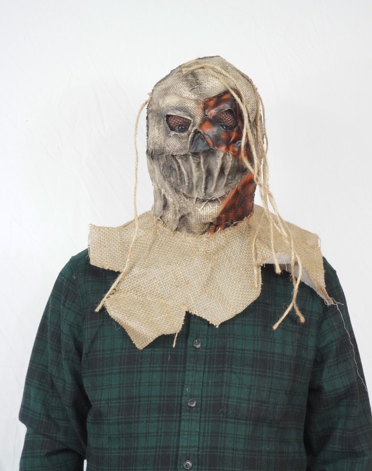 Halloween Costume Scarecrow/ Pumpkin Mask Latex &amp; Burlap Realistic Mask ... - $24.99
