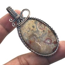 Fossil Coral Gemstone Handmade Copper Wire Wrap Pendant Jewelry 2.60&quot; SA 1105 - £2.95 GBP