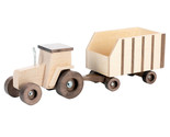 LARGE FARM TRACTOR &amp; FORAGE WAGON - Solid Walnut &amp; Maple Wood Toy - USA ... - £199.77 GBP