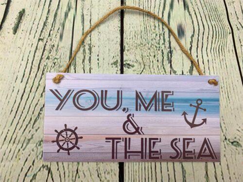 You Me and The Sea Wood Wall Hanging Sign 10in x 5in - £9.65 GBP