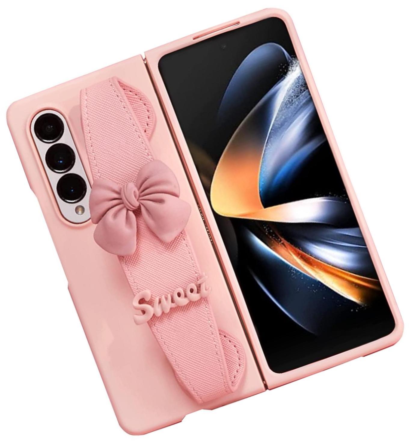 Galaxy Z Fold 4 Case Cute Z Fold 4 Case with Wristband Pink