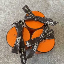 HERMES Twilly empty box Scarf gift BOX with ribbon Set of 3 gift Orange Storage - £103.61 GBP