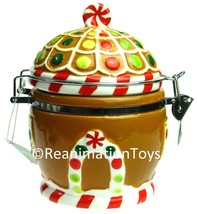 Sleigh Bell Bistro Gingerbread House Cookie Candy Jar Christmas Pottery New - £39.73 GBP