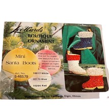 Vintage Lee Wards Boutique Ornament Kit Mini Santa Boots Beaded Push Pin NOS - £19.32 GBP