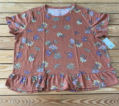 sonoma NWT $26 women’s floral Ruffle Hem t Shirt Size 2XL Peach J4 - £9.43 GBP