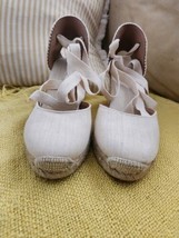Soludos Womens 7.5 BLUSH  Espradrille Wedge Ankle Lace Up 90MM Tall Shoes - $752.67 MXN