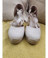 Soludos Womens 7.5 BLUSH  Espradrille Wedge Ankle Lace Up 90MM Tall Shoes - $762.38 MXN